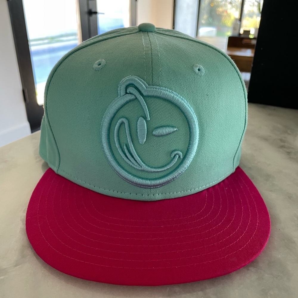 Yums Smiley Face Teal and Hot Pink SnapBack